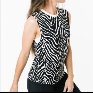 ZYIA Active Safari Tank Top Zebra Aninal Print